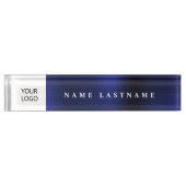 Aangepaste Logo Executive Navy Blue Professional Naambordje (Voorkant)