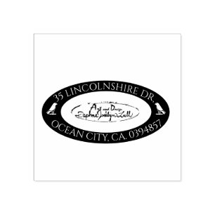 Aangepaste Logo Falcon Black Oval Retouradres Rubberstempel