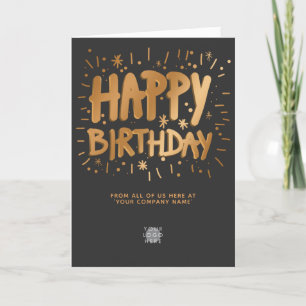 Aangepaste Logo Faux Gold 3d Happy Birthday Dark G Kaart