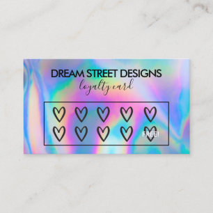 Aangepaste Logo faux holographic Hearts Loyalty-ka Visitekaartje