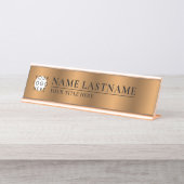 Aangepaste Logo faux koper klasje elegant Bronze Bureau Naambordje (Voorkant)