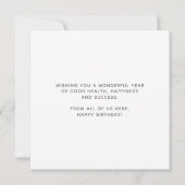 Aangepaste Logo Faux Silver Hand Script White Birt Kaart (Achterkant)