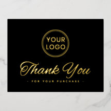 Aangepaste logo folie elegant zwart dank u briefka