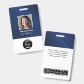 Aangepaste Logo foto balk code naam blauwe Badge (Voor- en achterkant)