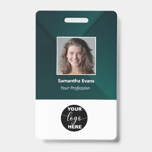 Aangepaste Logo foto balk code naam groen Badge (Front)