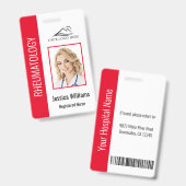 Aangepaste Logo foto balk code rood Badge (Voor- en achterkant)
