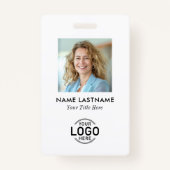 Aangepaste Logo Foto Clean Simple Minimalist White Badge (Voorkant)
