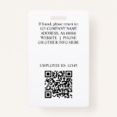 Aangepaste Logo Foto Medewerker ID Badge (Achterkant)