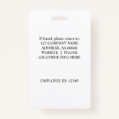 Aangepaste Logo Foto Medewerker ID Badge (Achterkant)