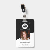 Aangepaste logo foto QR-code zwart-wit ID Badge (Voorzijde met clip)