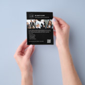 Aangepaste Logo Foto QR Professioneel Zwart Bedrij Flyer (Hand)