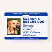 Aangepaste Logo Foto SAR K9 ID zoeken Badge (Voorkant)