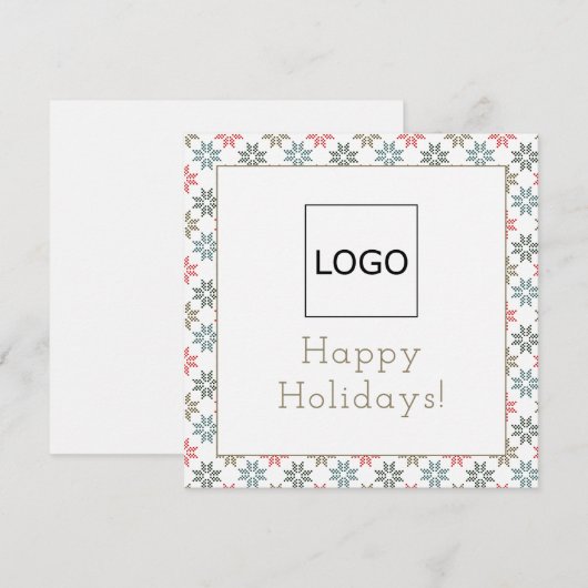 Aangepaste Logo Foto Vier Poinsettia Motief Kerst Kaart (Voorkant / Achterkant)