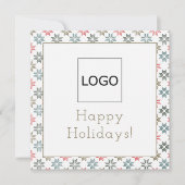 Aangepaste Logo Foto Vier Poinsettia Motief Kerst Kaart (Voorkant)