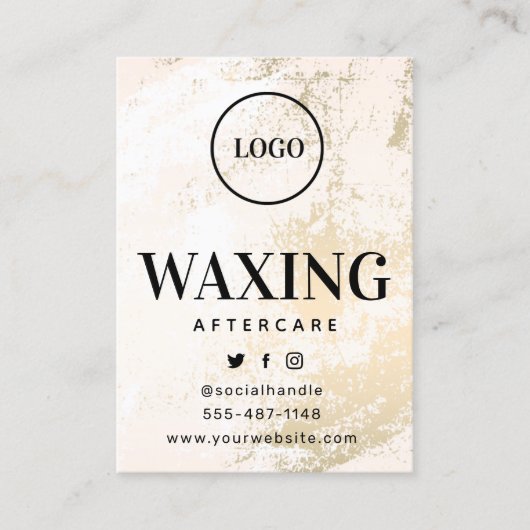 Aangepaste Logo Gold Waxing Aftercare Card Visitekaartje (Voorkant)