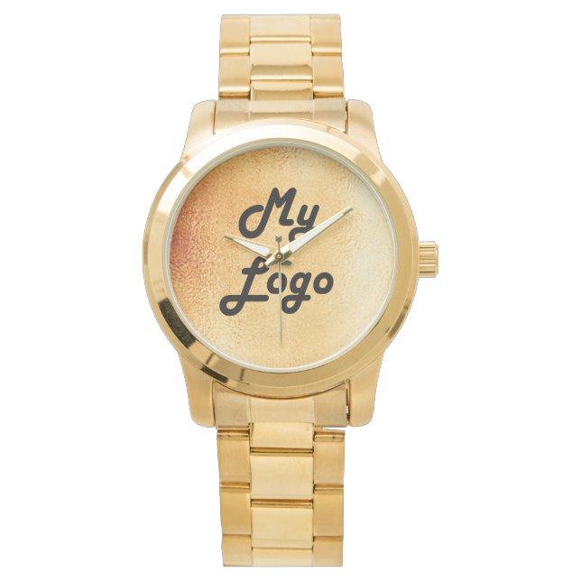 Aangepaste logo gouden achtergrond horloge (Voorkant)
