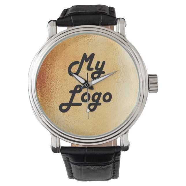 Aangepaste logo gouden achtergrond horloge (Voorkant)