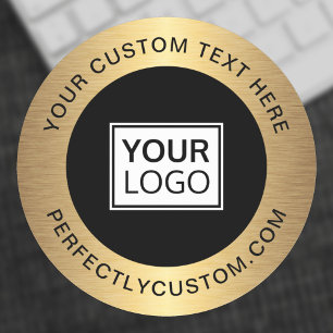 Aangepaste logo gouden grenszaken bedankt ronde sticker