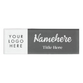 Aangepaste Logo Hand Script Vet Grijs Magnet Titel Naambadge (Voorkant)