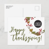 Aangepaste logo Happy Thanksgiving van bedrijven Feestdagenkaart (Voorkant / Achterkant)