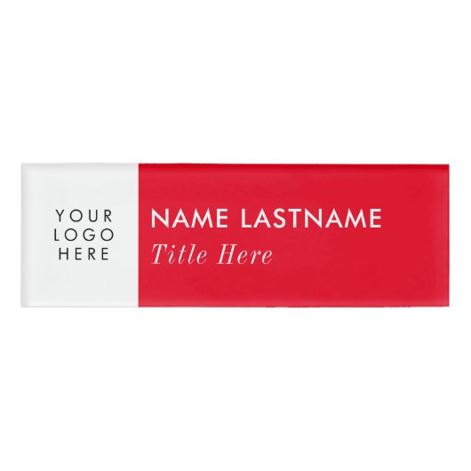 Aangepaste Logo hier: heldere rode elegante witte  Naambadge (Voorkant)