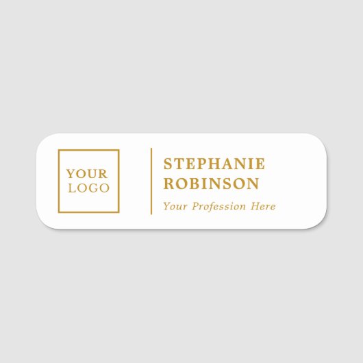 Aangepaste Logo in Gold Script Titel Naamplaatje (Voorkant)