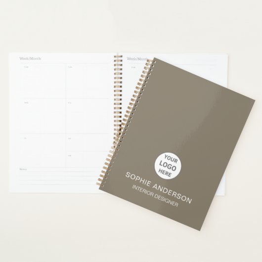 Aangepaste Logo interieurontwerper Business Taupe Planner (Display)