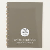 Aangepaste Logo interieurontwerper Business Taupe Planner (Voorkant)