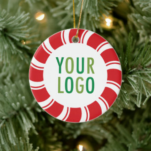 Aangepaste Logo keramische peppermint-snoepriet vo Keramisch Ornament