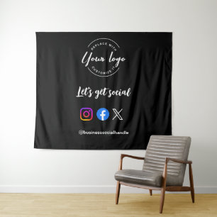 Aangepaste logo Let's Get Social Media-pictogramme Wandkleed