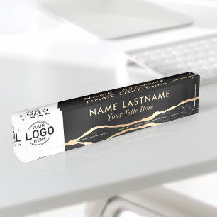 Aangepaste Logo, luxe zwarte goudmarmer Naambordje