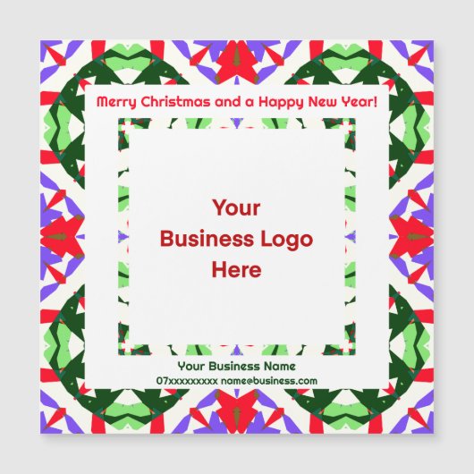 Aangepaste Logo Magnetische Happy Christmas Visite (Voorkant)