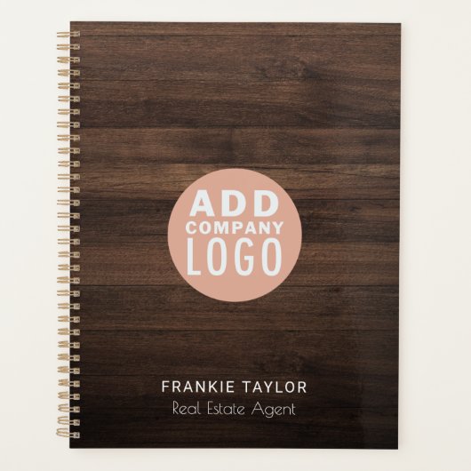 Aangepaste Logo Makelaar Wood Look 2026 Planner (Voorkant)