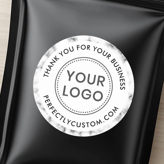 Aangepaste logo marmergrensservice bedankt ronde sticker