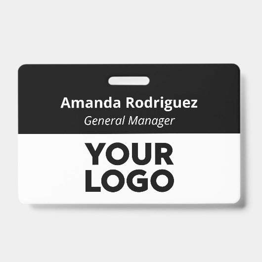 Aangepaste Logo Medewerker Eenvoudige Zwart Wit Na Badge (Front)