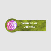 Aangepaste Logo Medewerker ID Faux Metallic Grass  Naamplaatje (Voorkant)