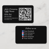 Aangepaste logo met QR-code en pictogrammen voor s Visitekaartje (Voorkant / Achterkant)