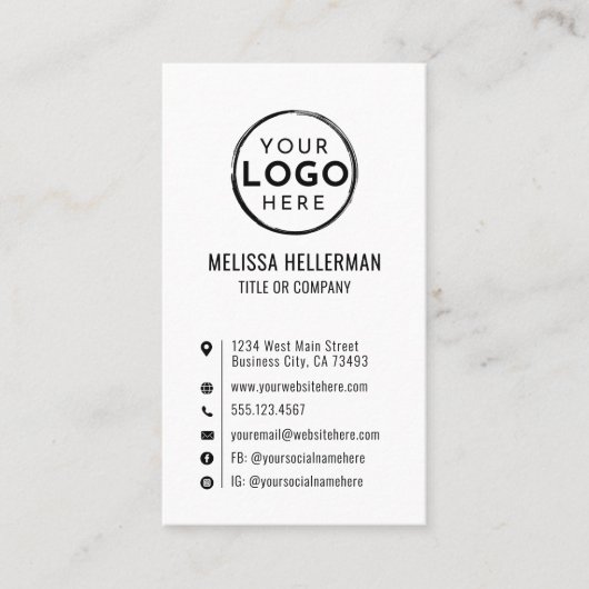 Aangepaste Logo Minimal Modern Vertical Visitekaartje (Voorkant)