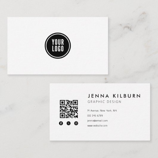 Aangepaste Logo Minimal Visitekaartje (Voorkant / Achterkant)