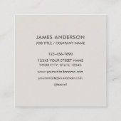 Aangepaste Logo minimalistisch lichtgrijs Vierkante Visitekaartje (Achterkant)