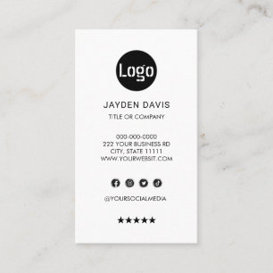 Aangepaste logo minimalistische witte verticale be visitekaartje