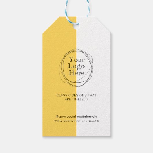 Aangepaste Logo Modern Mosterd Geel Prijs Label Cadeaulabel (Voorkant)