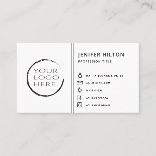 Aangepaste logo moderne, minimalistische sociale m visitekaartje (Voorkant)