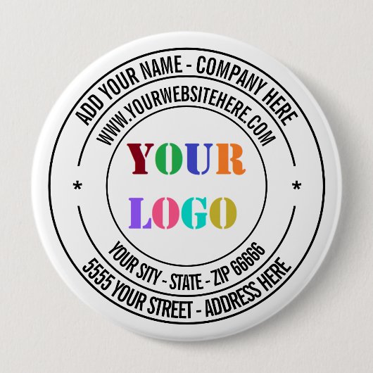 Aangepaste Logo naam adres website promotie Ronde Button 4,0 Cm (Voorkant)
