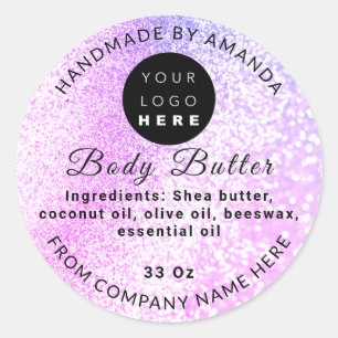 Aangepaste Logo naam BodyButter Cosmetics Light Pa Ronde Sticker