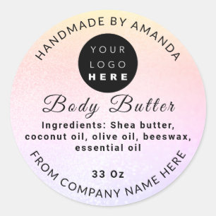 Aangepaste Logo naam BodyButter Cosmetics Light ro Ronde Sticker