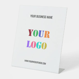 Aangepaste Logo Naam Website Handelsvoetafdruk Reclamebord Met Voetstuk