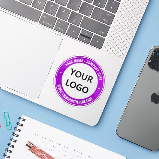 Aangepaste Logo Naam Website Promotiesticker Sticker (Laptop met iPhone)