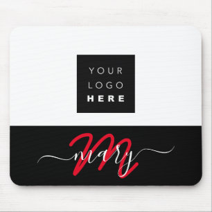 Aangepaste Logo naam zwart zwart wit rood Muismat