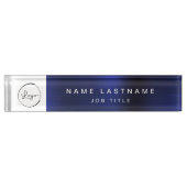 Aangepaste Logo Navy Blue Metallic Professional Naambordje (Voorkant)